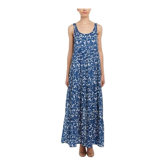 Lucky Brand Women's Blue Vines & Birds Maxi Dress - Size XL - Picture 1 of 11